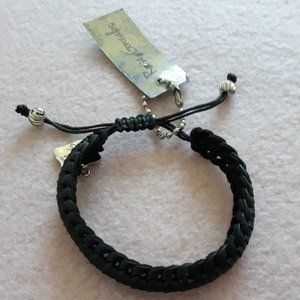 Rose Gonzales Black Woven Cord Bracelet, Adjustable NWT